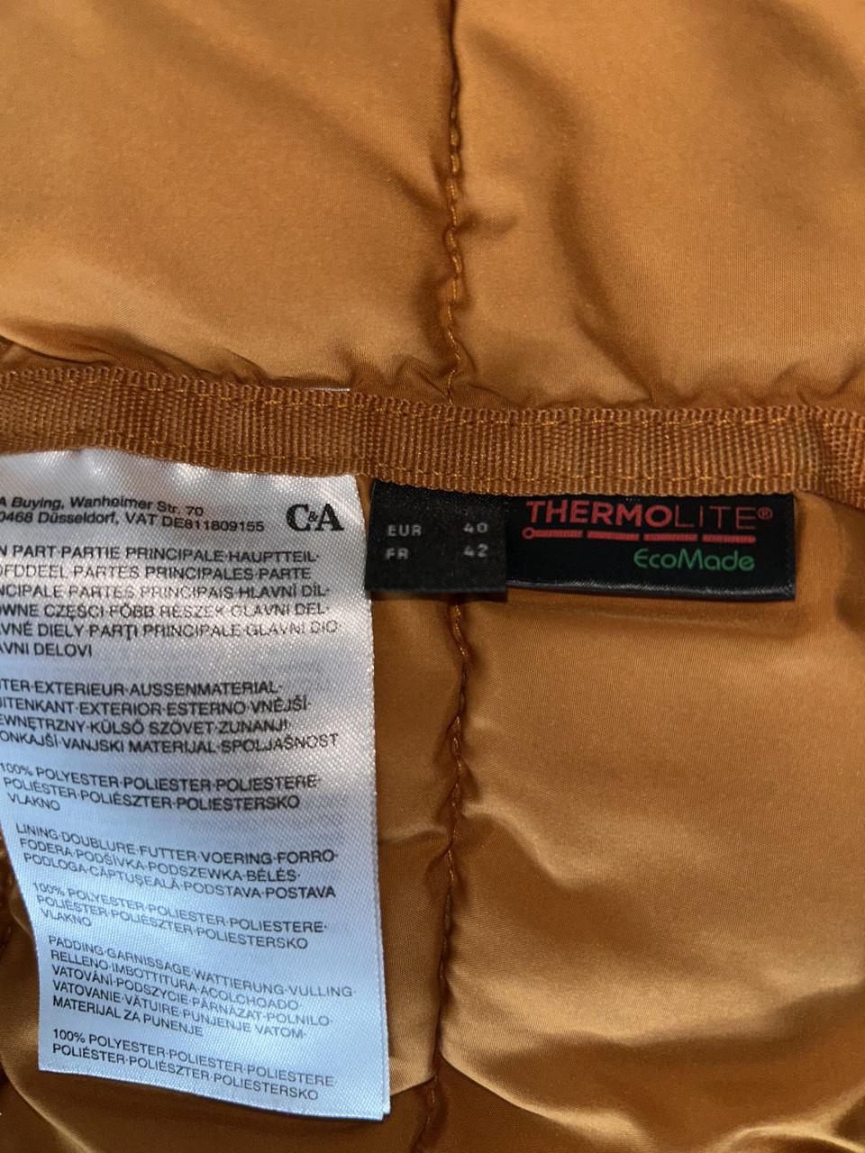 Dames RAINTEX winterjas, C&A maat 38/40, okergeel