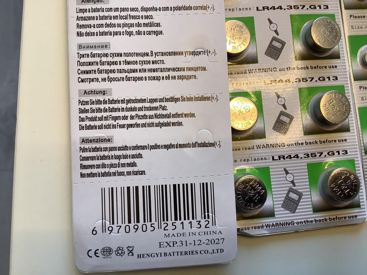 Partij diversen knoopcel batterijen.   (Partij 15)