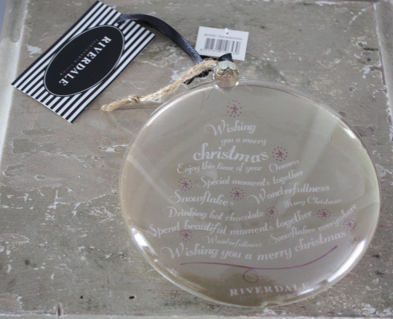 Kerstbalplak glas met tekst goude achtergrond merk riverdaele