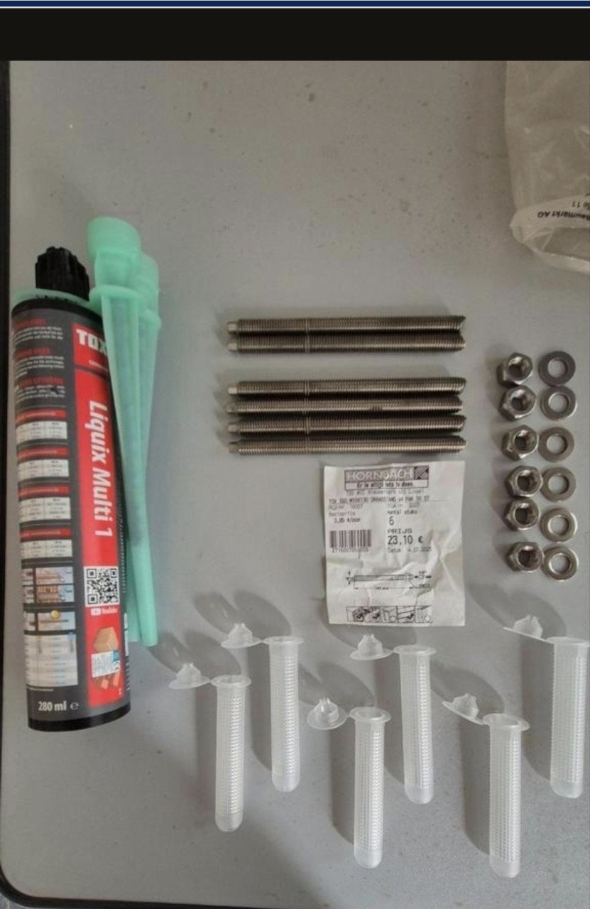 Chemische verankering set, wegens overbodig!
