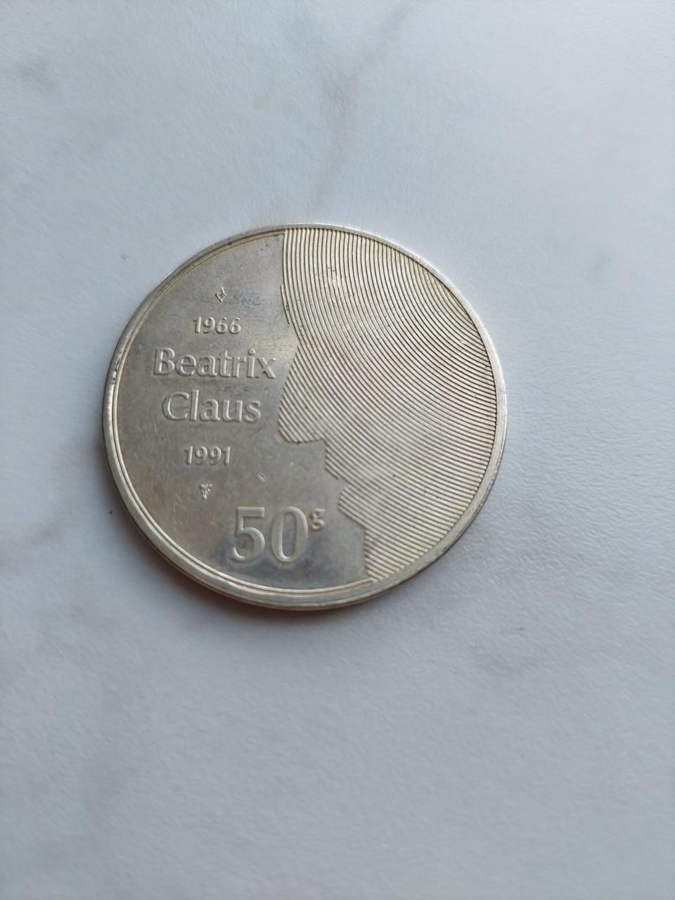 Zilveren 50 gulden munt Beatrix Claus