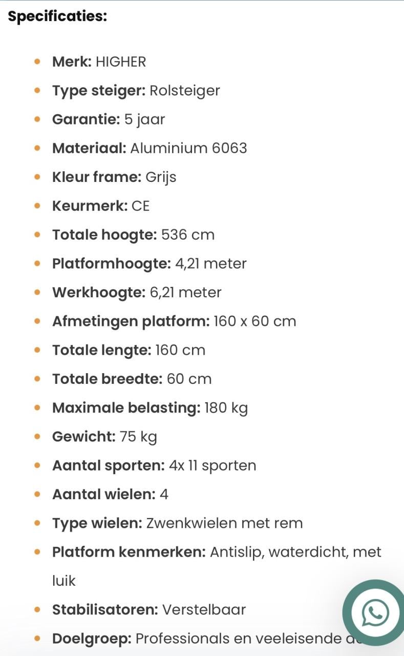 RolSteiger uitschuifbaar 6,5 meter hoog