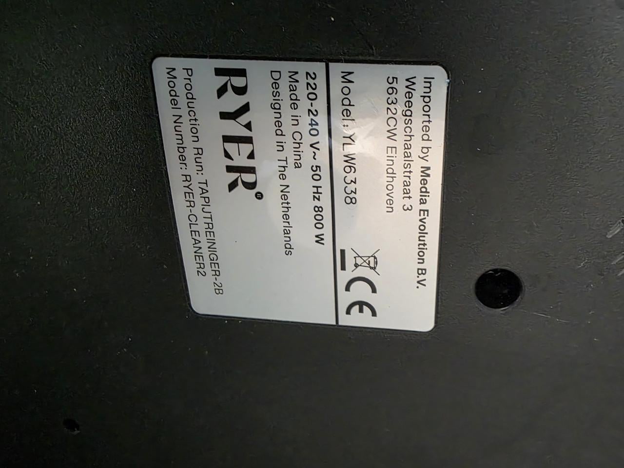 Tapijtreiniger 220V-800W- RYER-CLEANER2-Model YL W6338