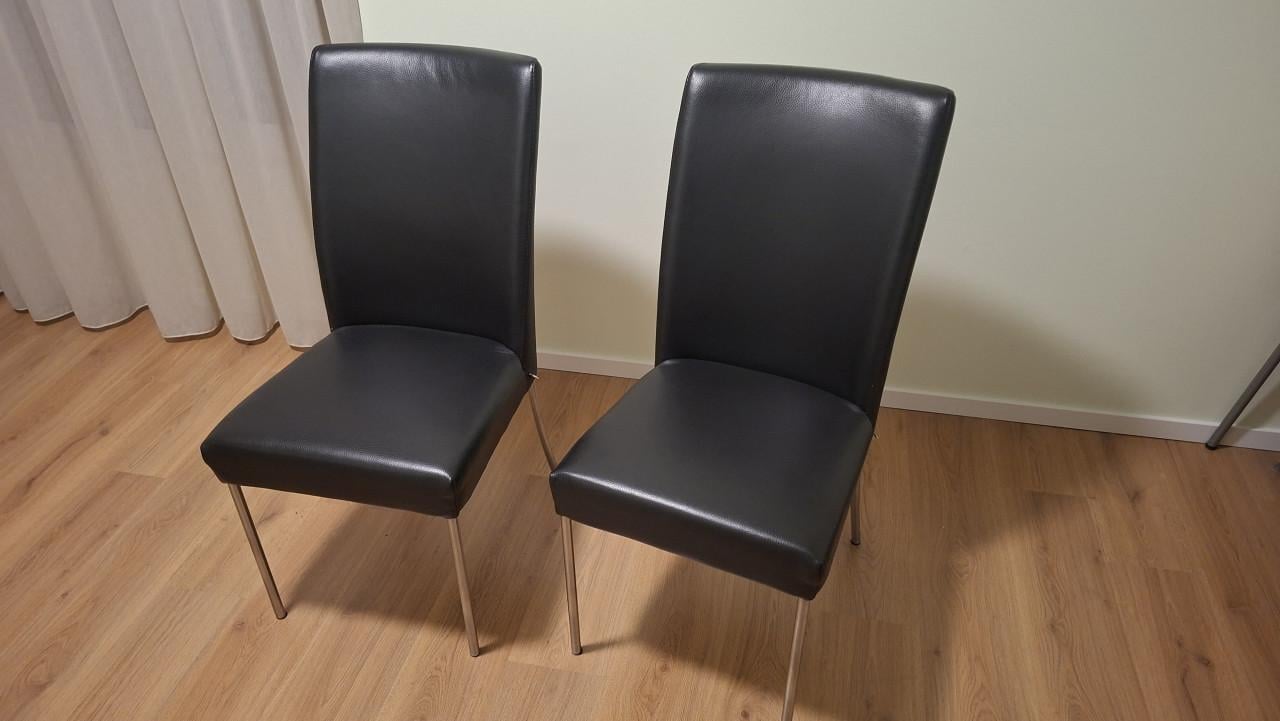 Zwart leer eetkamer stoelen