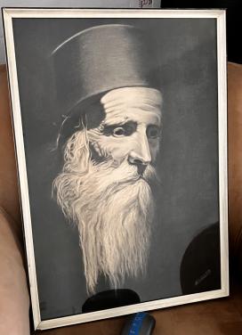 Tekening Portret Oude Man met Baard - gesigneerd door Henk Kopmels