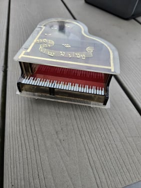 Mooi vintage acryl vleugel/piano muziekdoos in nette en werkende staat