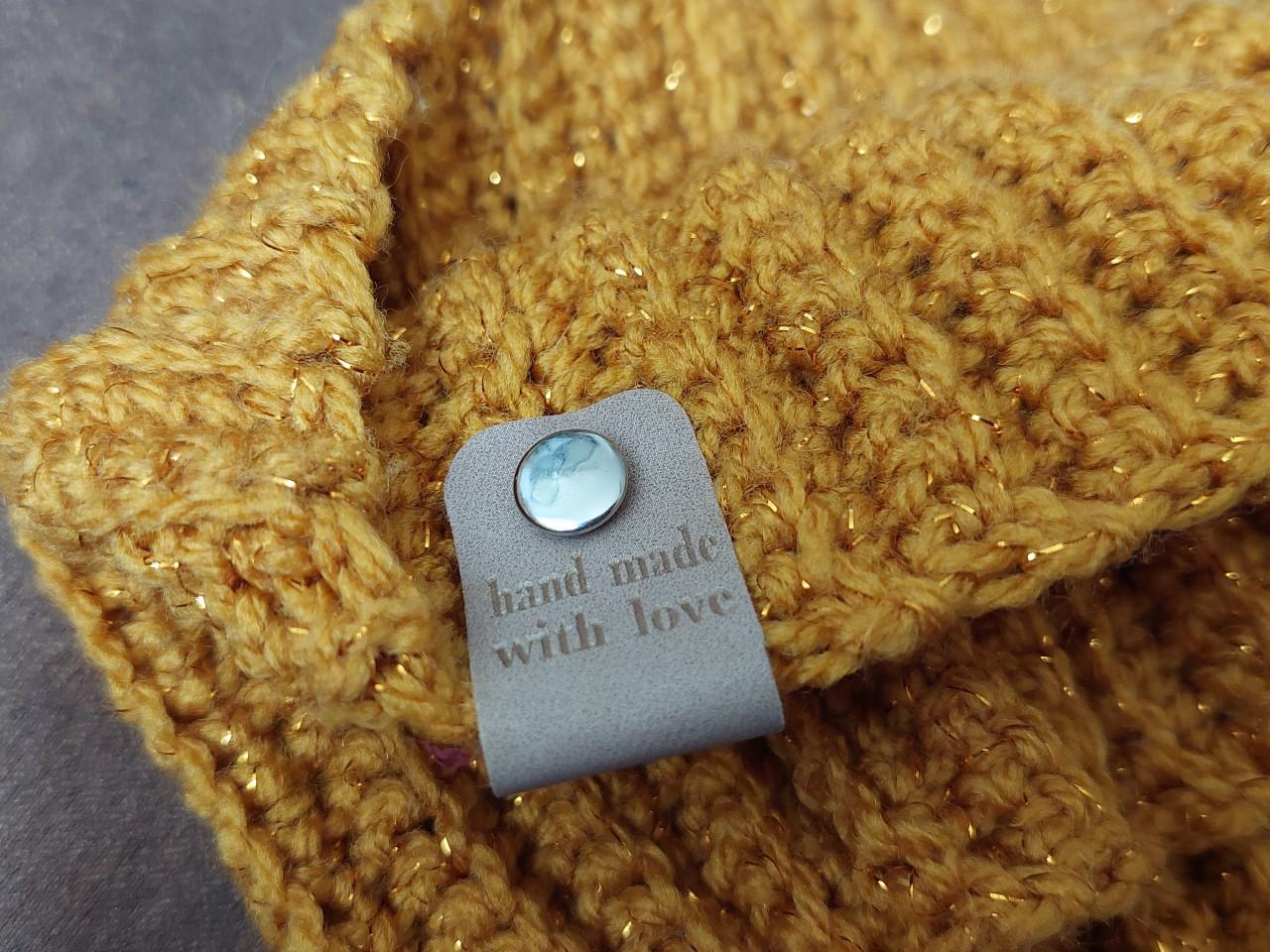 Nieuwe lekker warme okergele handmade sjaal & haarband