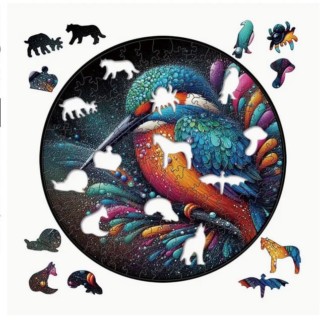 Grote houten puzzel ( + speciale dieren stukjes )  eekhoorn