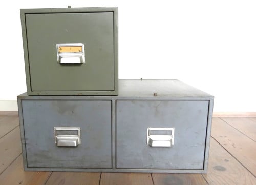 Metalen kantoor archieflades kaartenbakken vintage