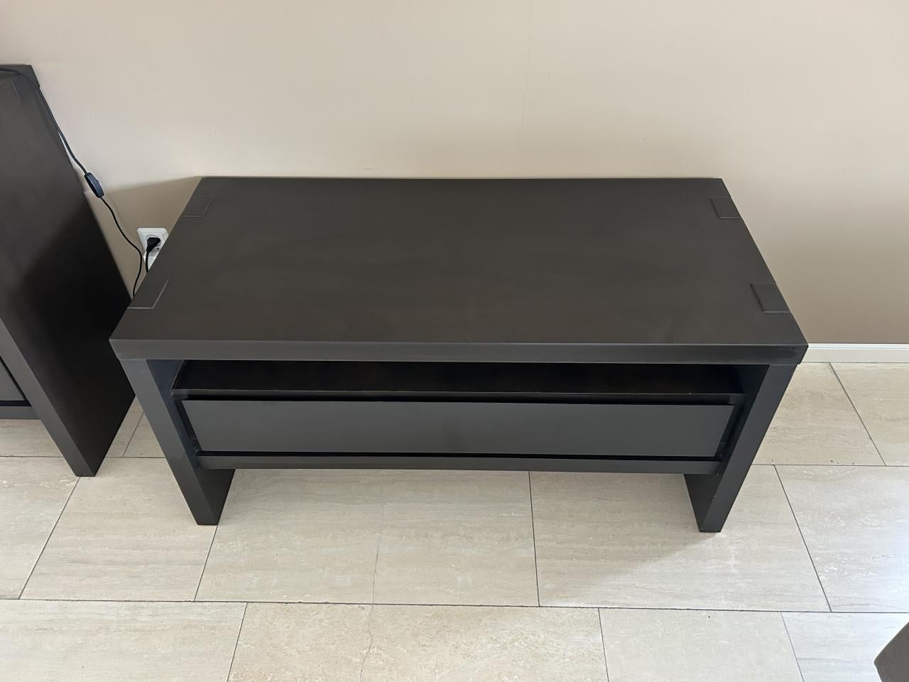 Zwart eiken TV/Audio meubel met lade
