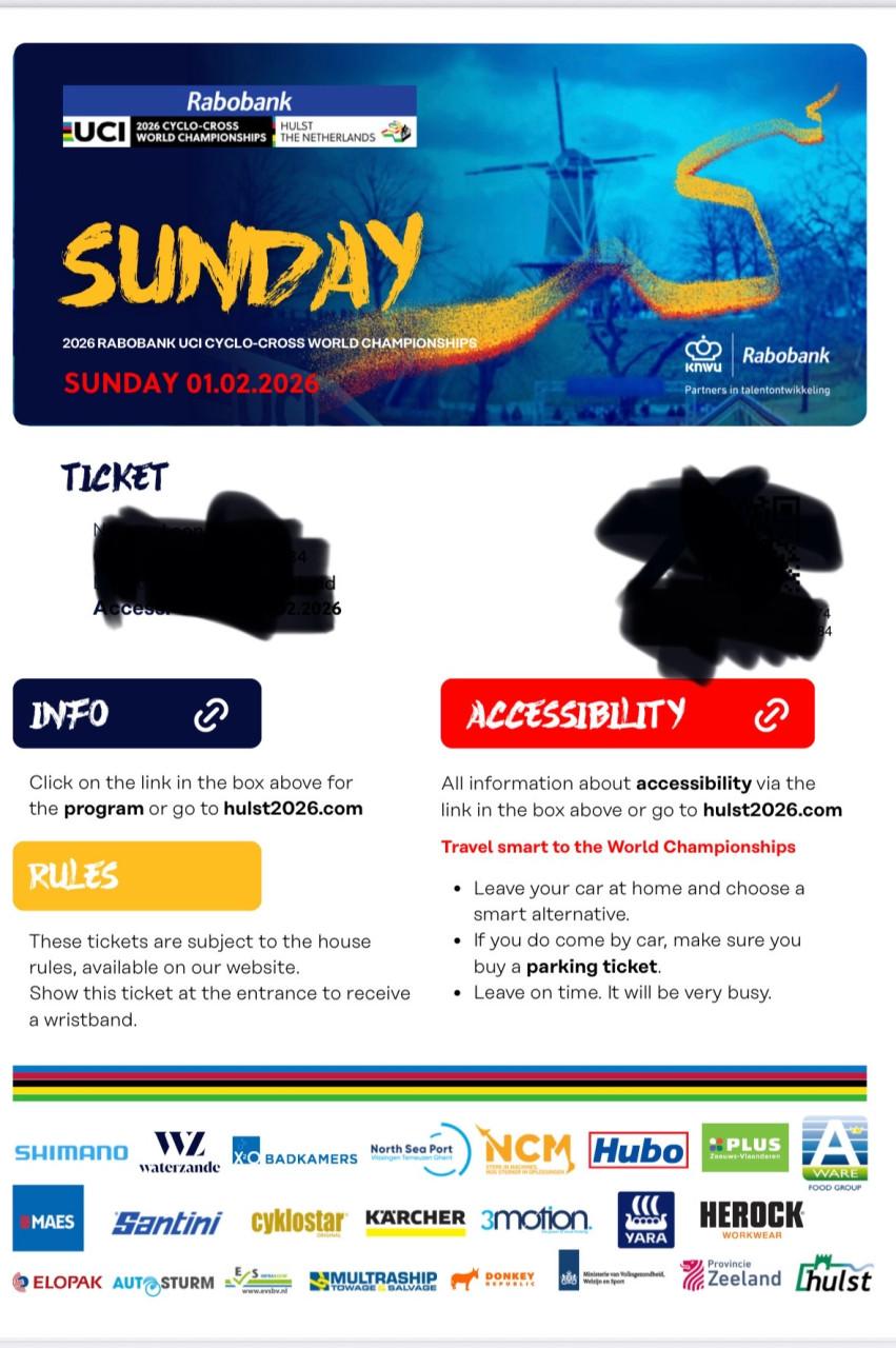 Ticket wk veldrijden zondag