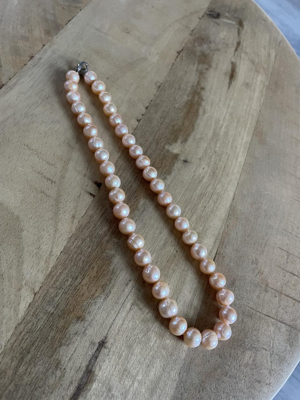 Vintage roze parelketting parels