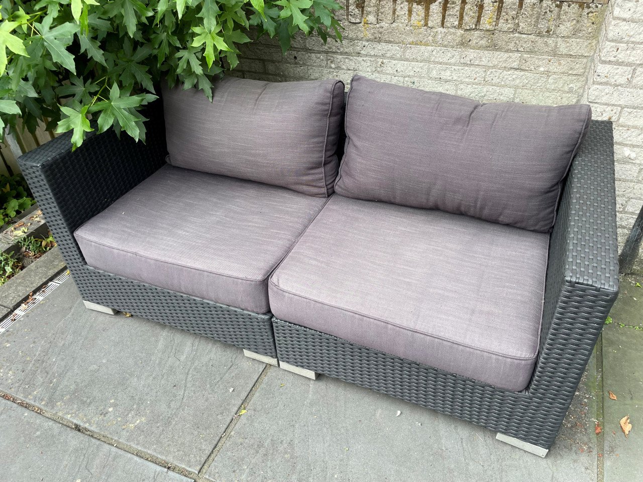 Loungeset tuin antraciet 166x82x63
