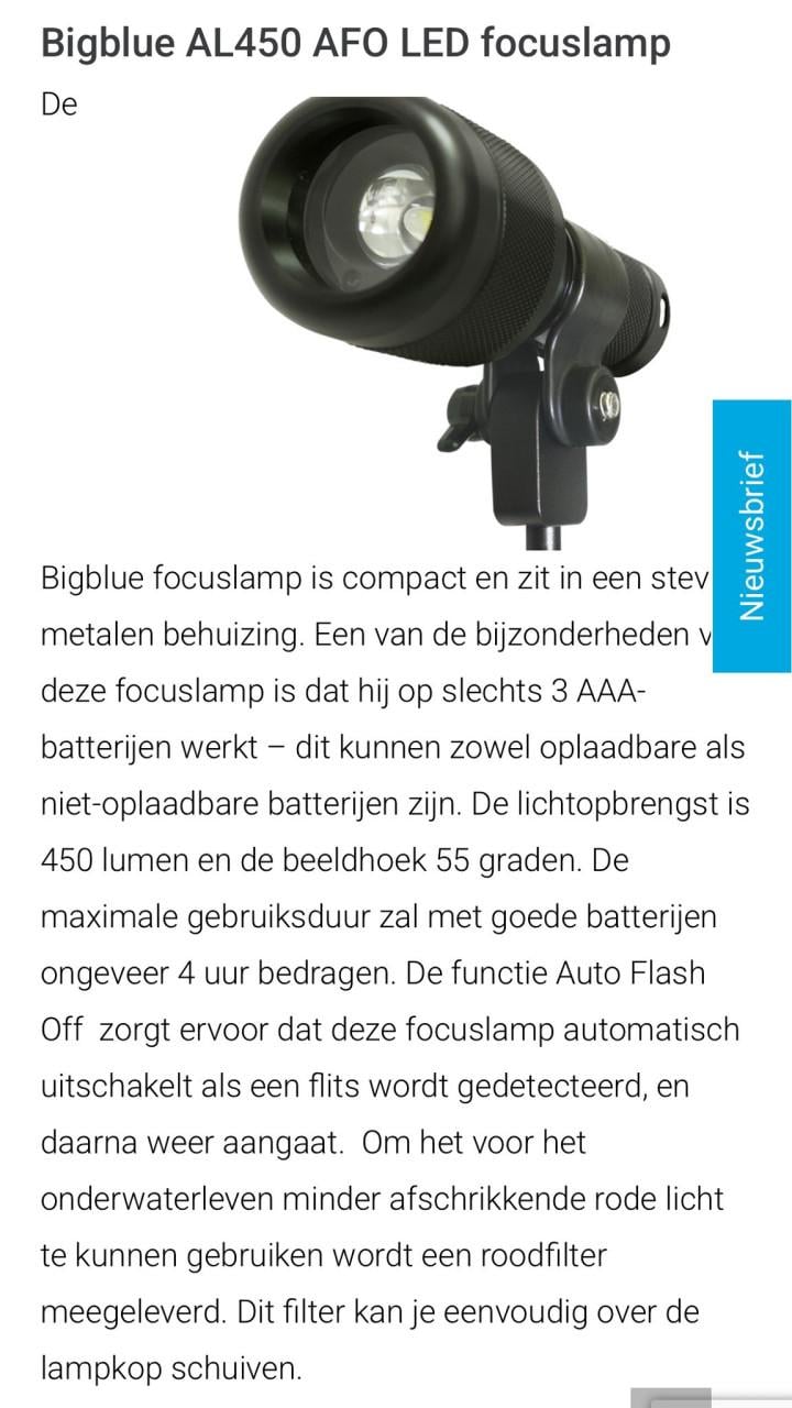 Focuslamp onderwaterfotografie