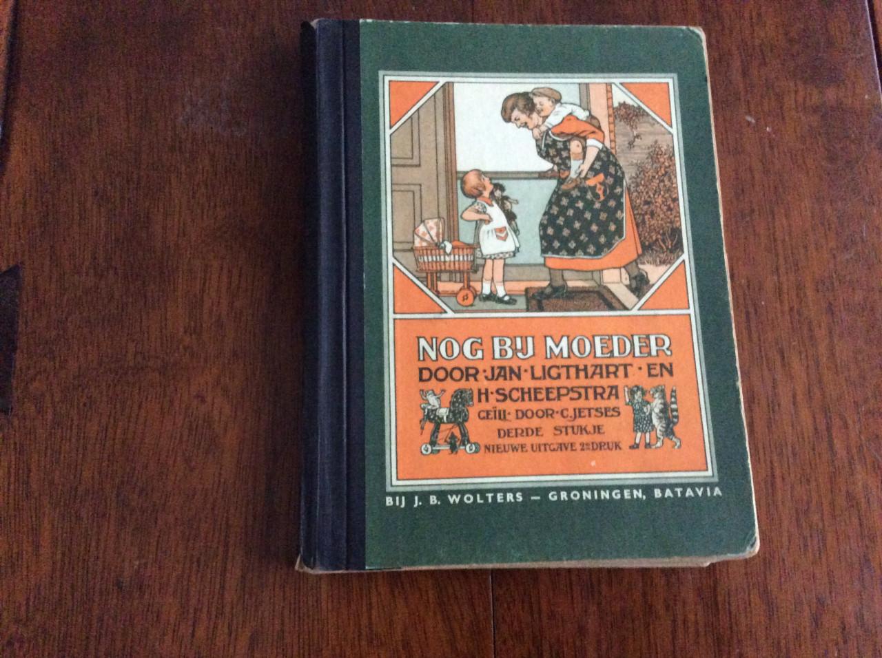 Nog bij moeder en Pim en Mien.     Jan Ligthart en H. Scheepstra.