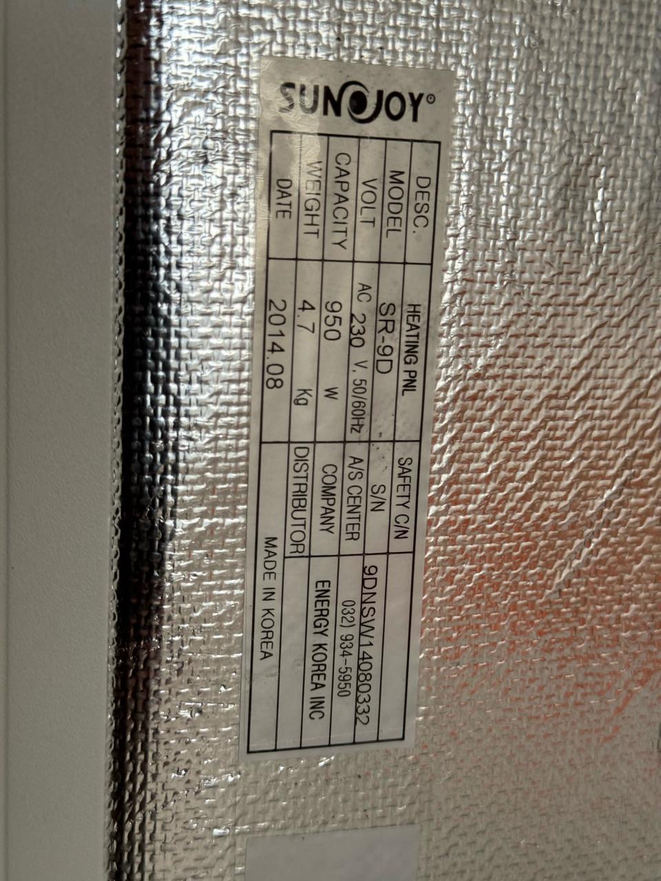 Sunjoy Infrarood Paneel SR-9D, 950W - Efficiënte Verwarming