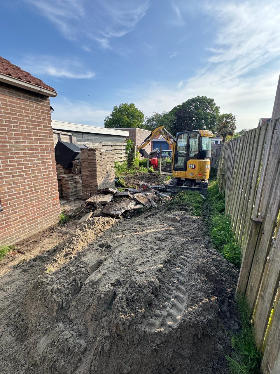 Minikraan met machinist voor diverse werkzaamheden in u tuin