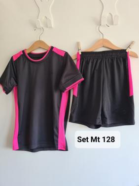 Dutchy zwart fuchsia roze sport setje, shirt en broekje Mt 128