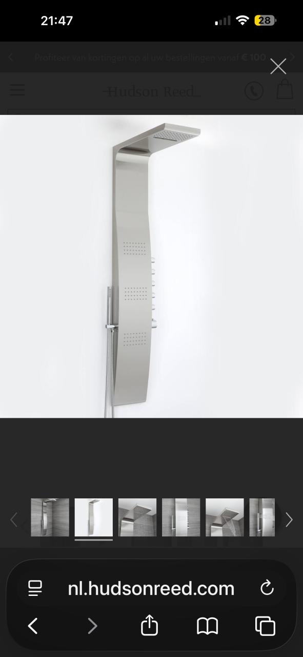 Hudson Reed douche paneel RVS
