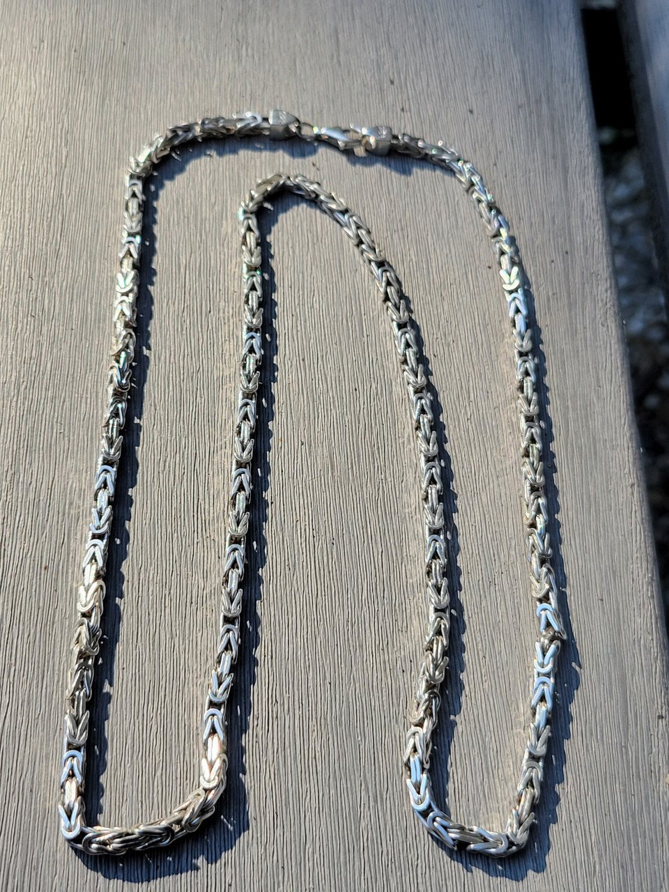 Vierkante koningsketting, zilver/ 3 mm breed