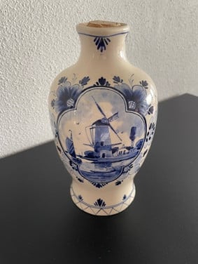 Vintage Delfs Blauw Porseleinen Bols Fles