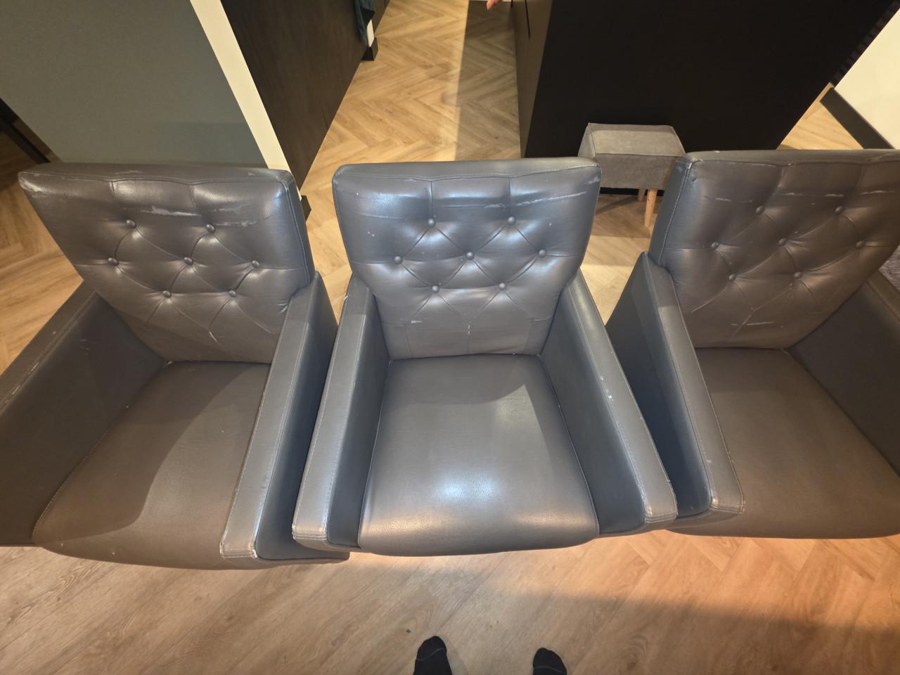 Eetkamerstoelen 3 stuks kunstleer grijs