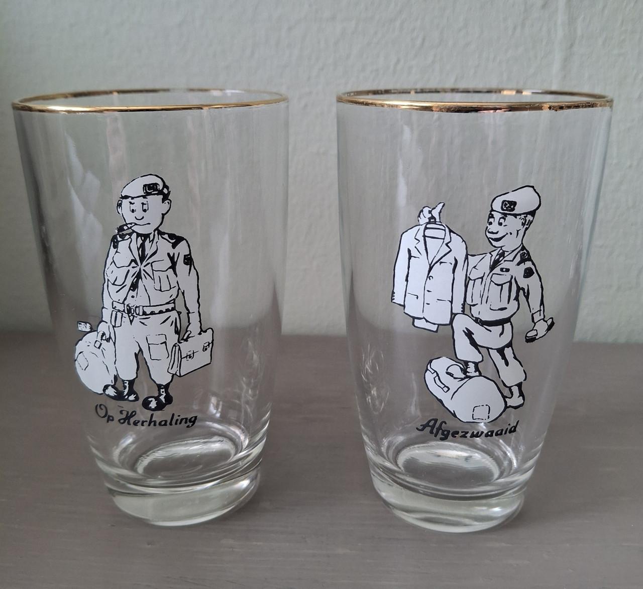 Vintage Defensie Glazen, 6x