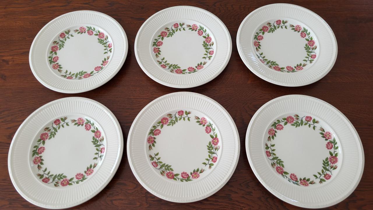 Set v 6 Wedgwood Rosalind gebaksbordjes 18 cm - NIEUW