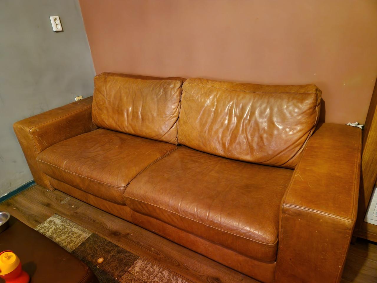 Cognac lederen bankstel