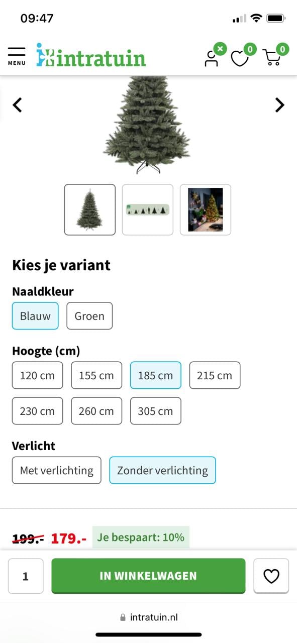 Kerstboom 1.85 m hoog Intratuin 1 jaar oud!