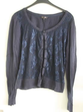 Blauwe vest met kant maat maat l