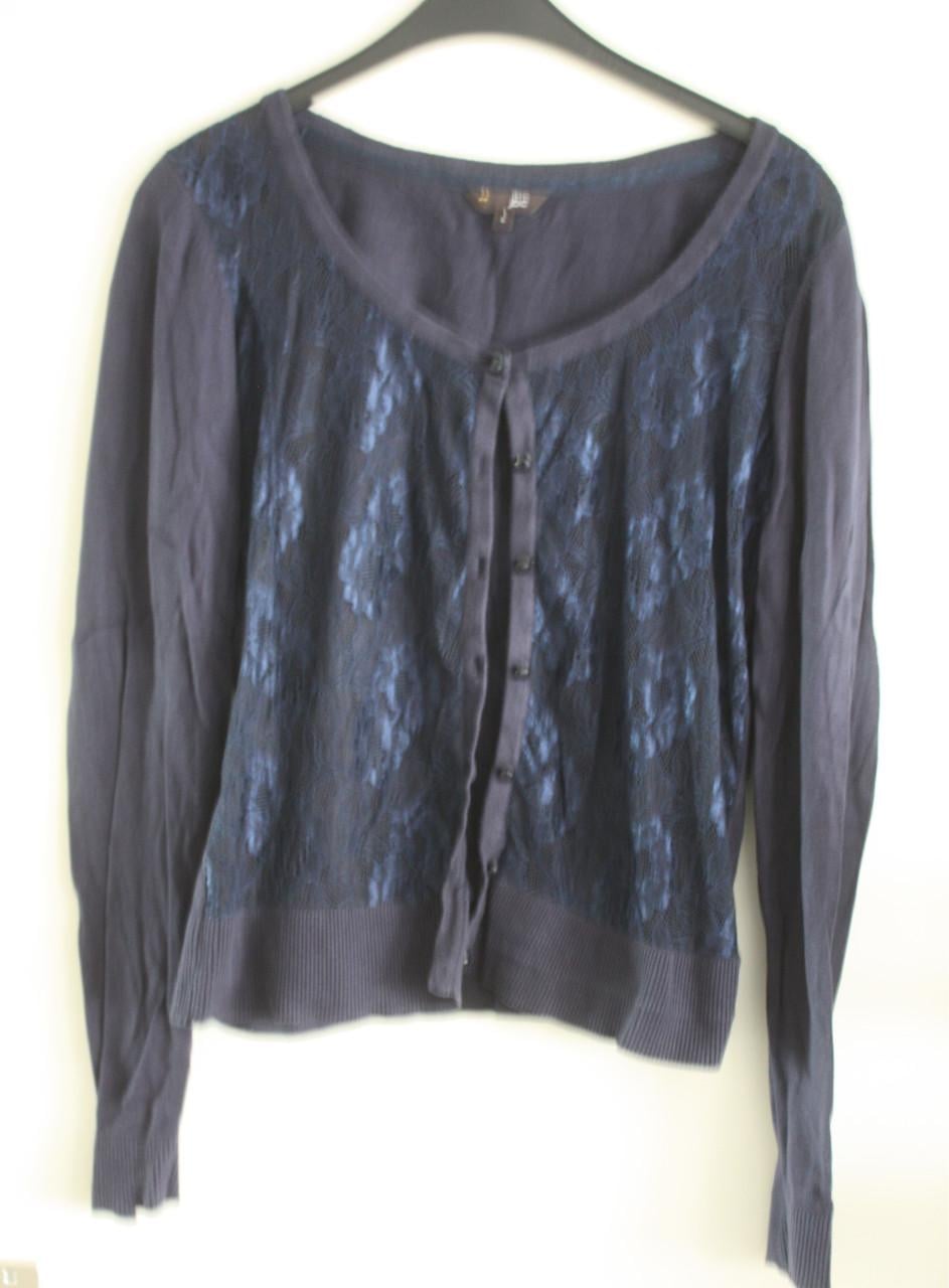Blauwe vest met kant maat maat l