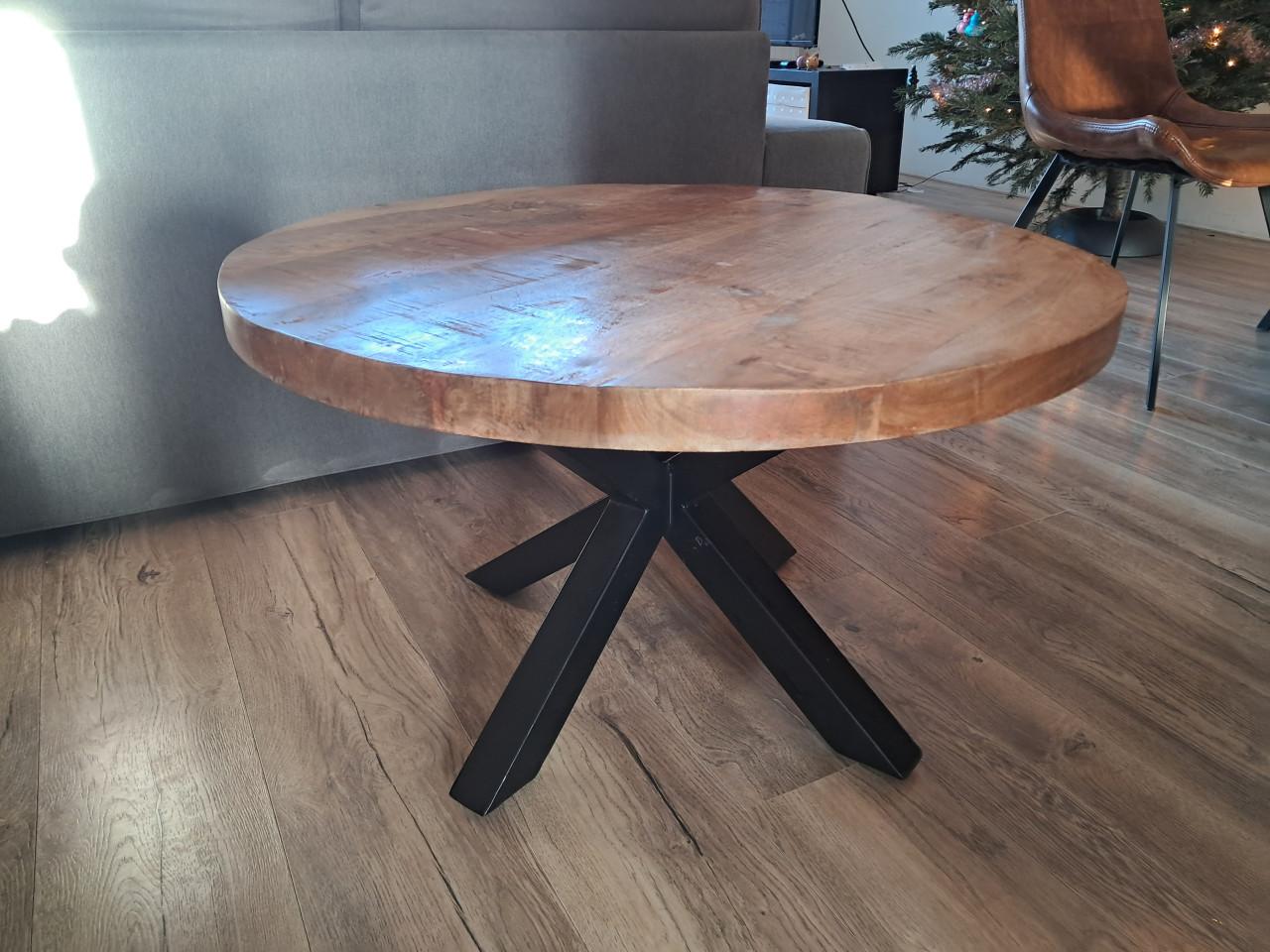 Set eettafel + salontafel mangohout