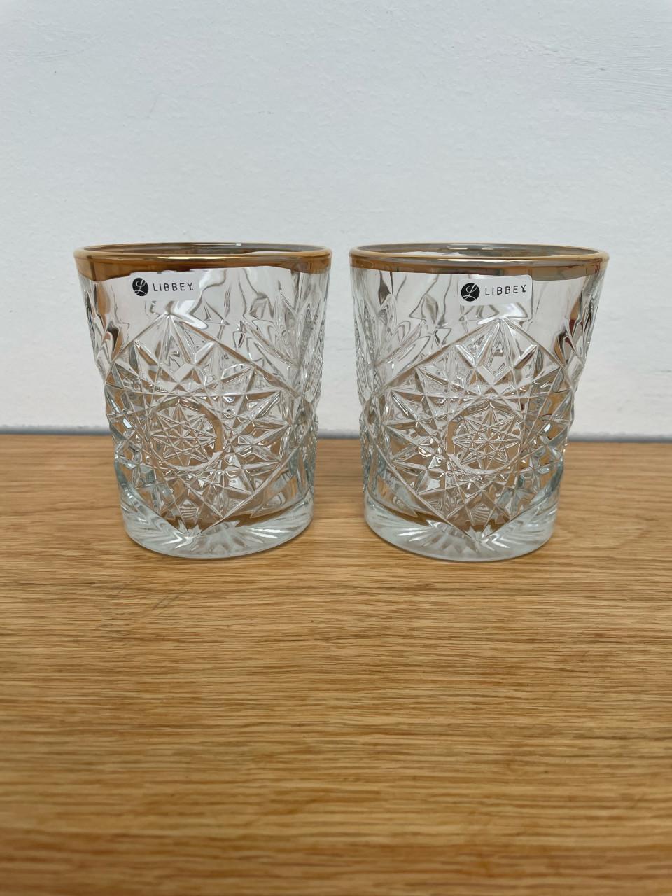 2 Libbey Hobstar glazen met gouden randje