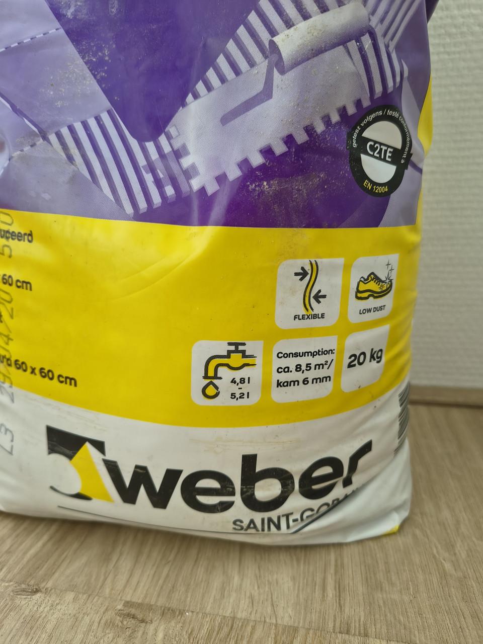 Weber flexibele tegellijm eco. Wand en vloer lijm flexibel.