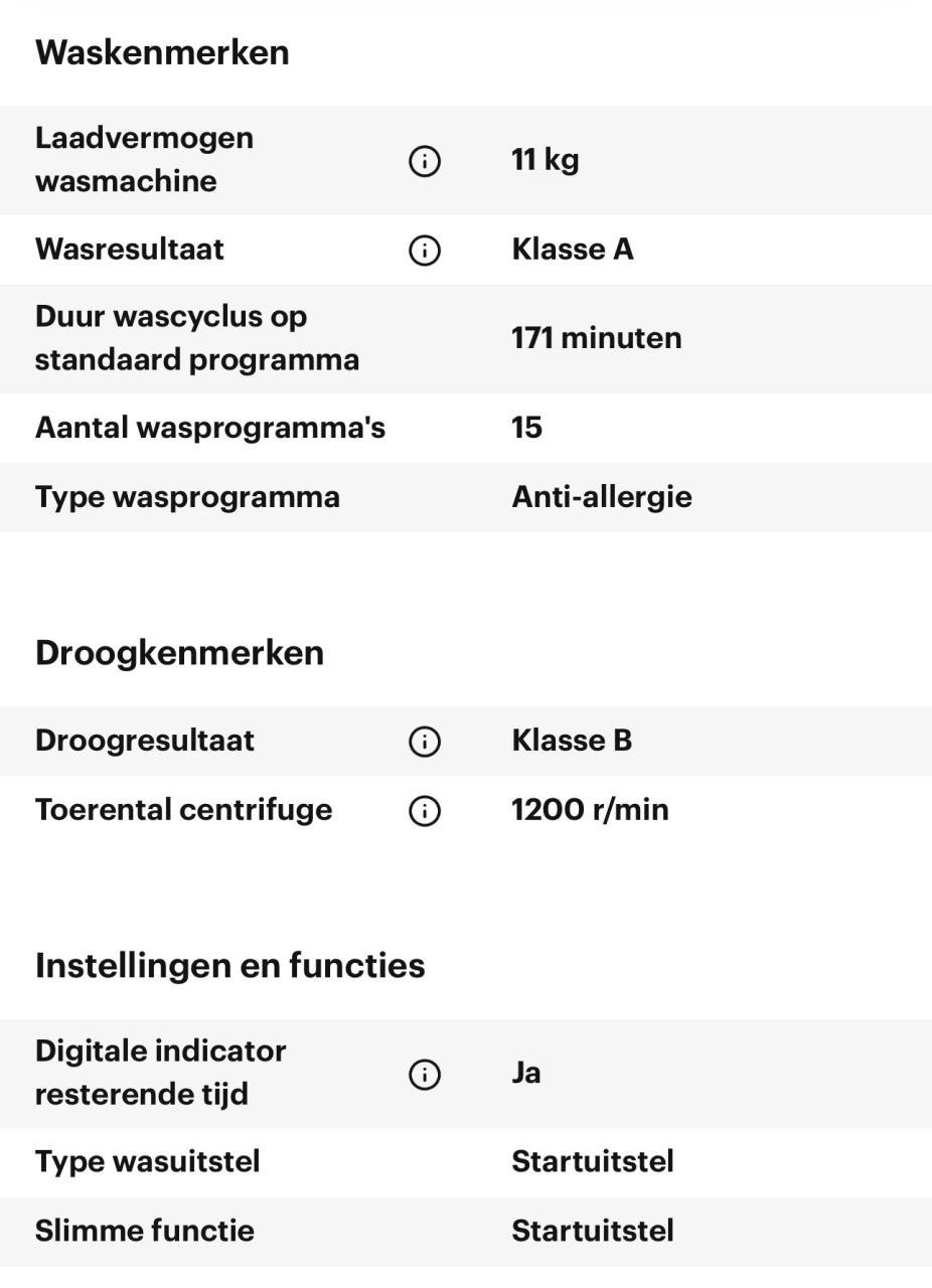 Wasmachine 11 kg  ,A++++