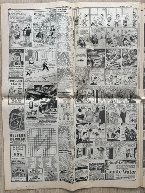 Krant “Norfolk Ledger-Dispatch” van 7 mei 1945, einde tweede wereldoorlog