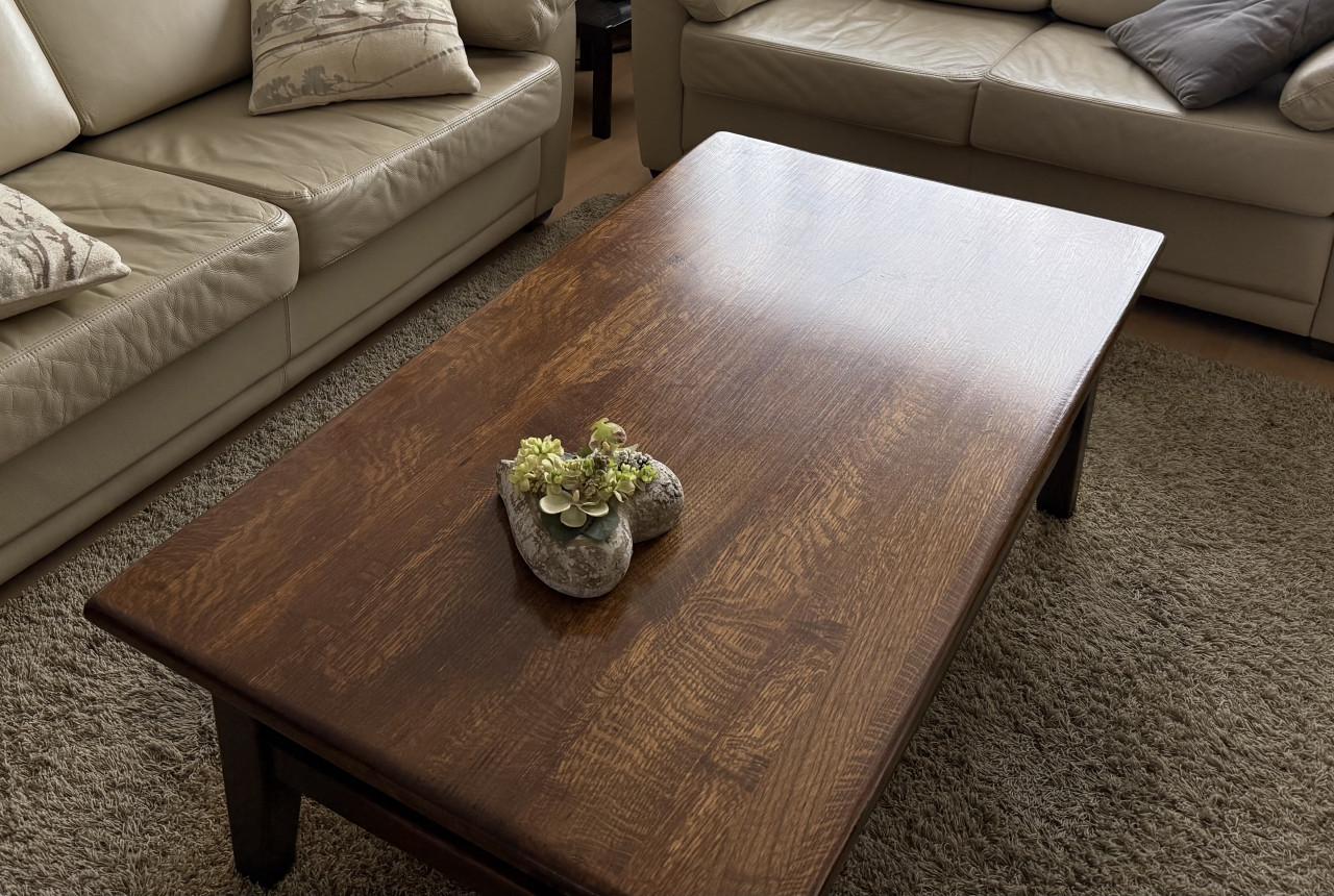 Stevige, mooie onbeschadigde Teak/Eiken Salontafel.