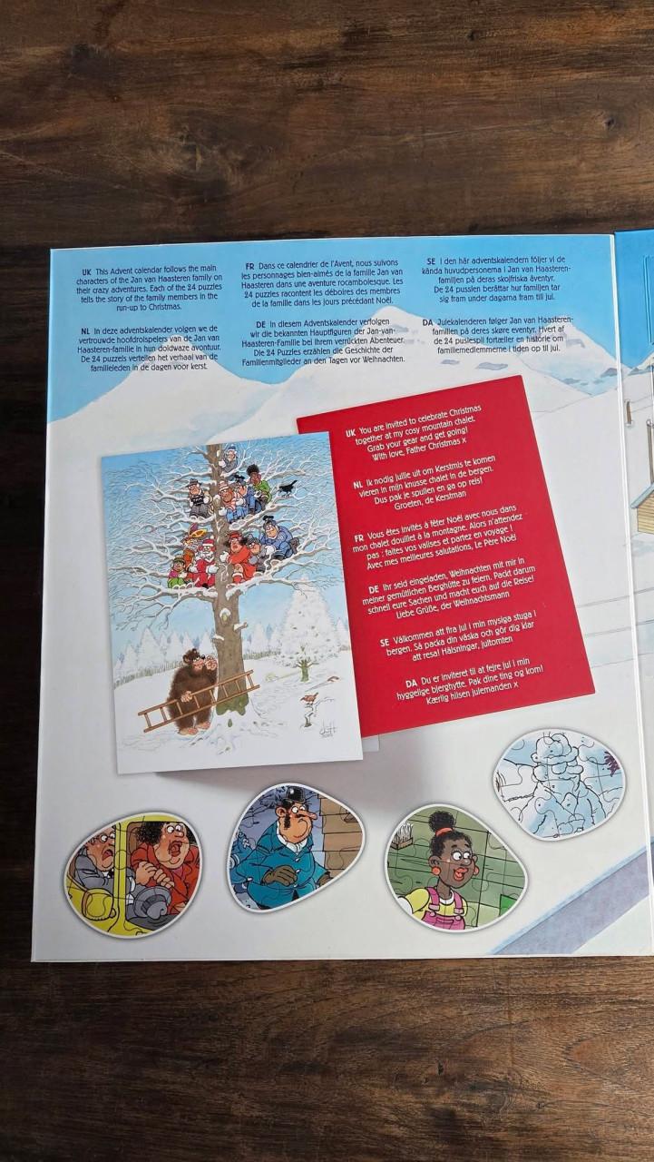 🎅 Jan van Haasteren Adventkalender (V), gevuld met 24 puzzels 54 stukjes.