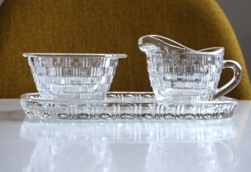 Art Deco Roomstel Persglas Melk en Suiker stel