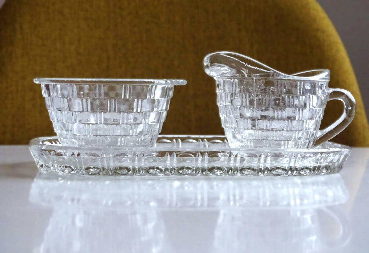 Art Deco Roomstel Persglas Melk en Suiker stel