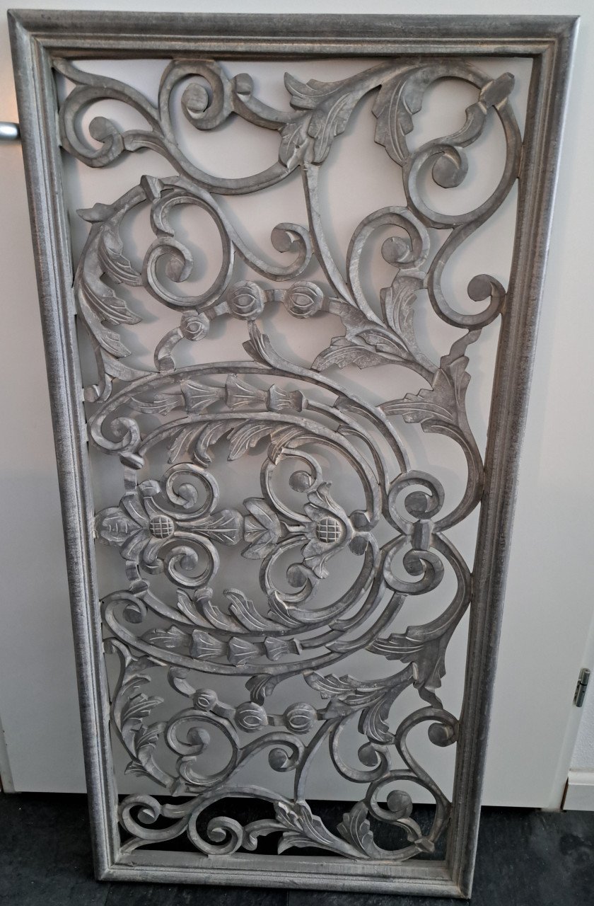 Prachtig massief houten wandpaneel, wash-grey 120 x 60 cm