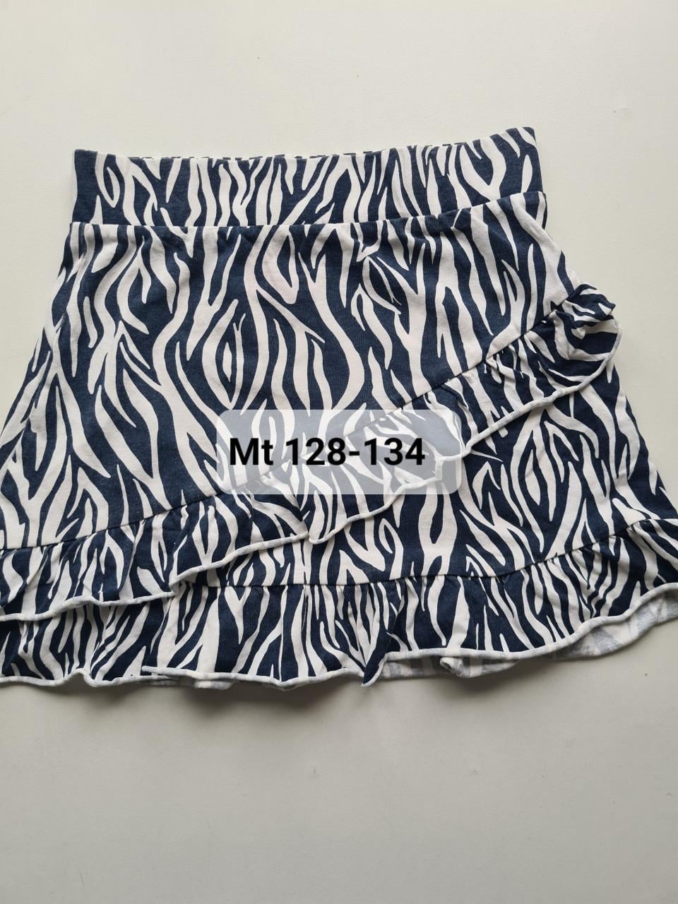 Leuke zebraprint rok met ruches - Maat 128-134