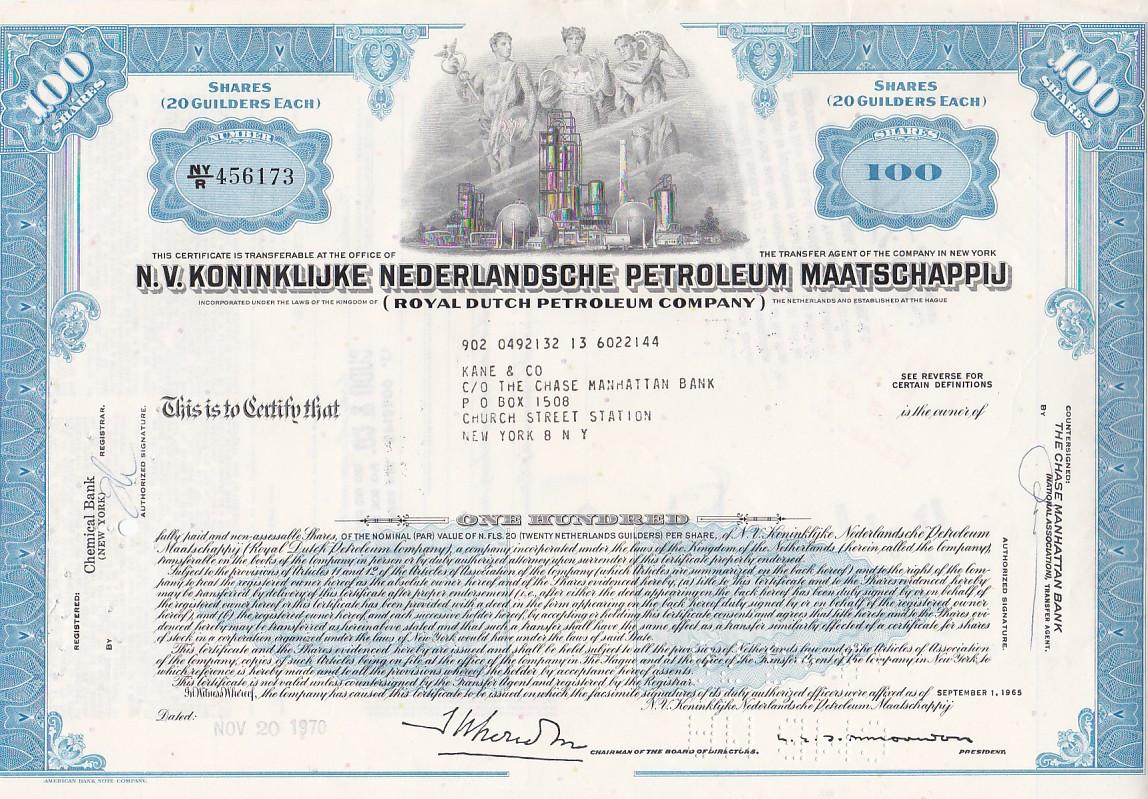 Oud Aandeel N.V. Koninklijke Nederlandsche Petroleum Maatschappij