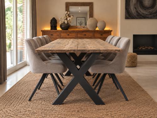 Eiken wagondelen / spoorwegplanken tafel 250cm