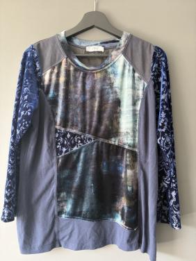 Velours damesshirt met 3/4 mouw