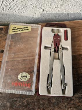 Vintage Rotring centrosnelverstelpasser in originele doos