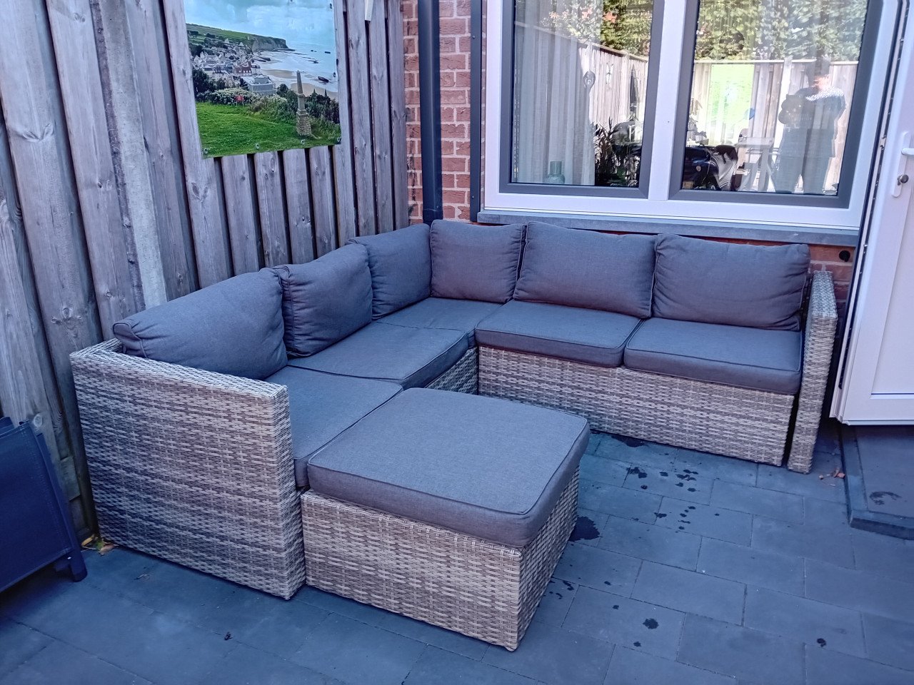 Loungeset antraciet met wicker