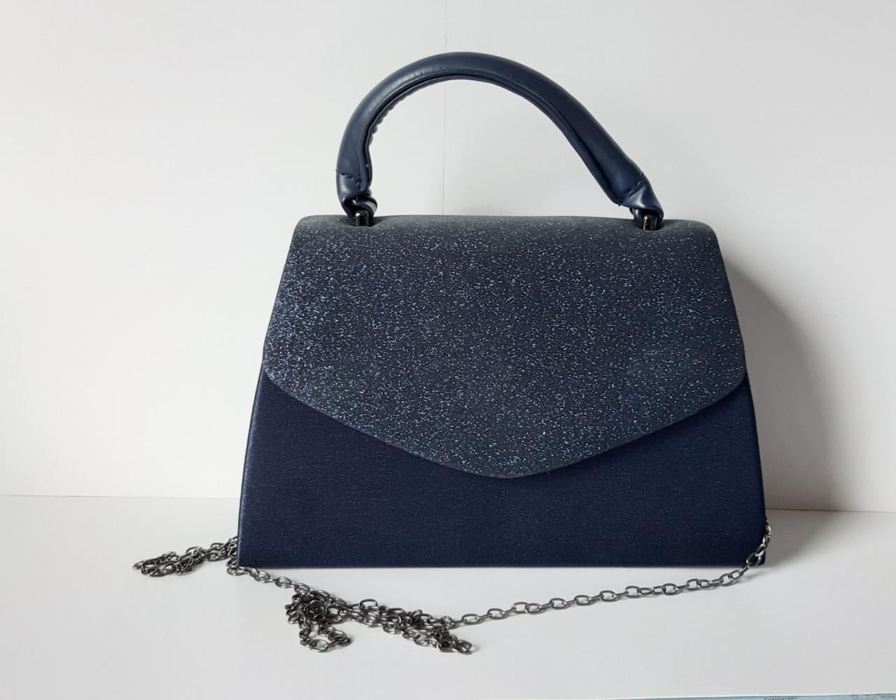 Bulaggi clutch - Schoudertas - Satijn- Glitter - Donkerblauw -