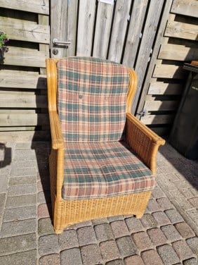 Retro rieten fauteuil